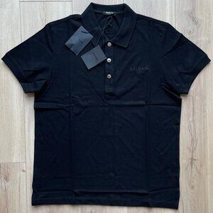 XXL BALMAIN MEN`S BLACK CASUAL COTTON POLO T-SHIRT